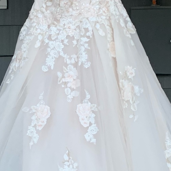 NWT Embroidered Lace Appliqué Wedding Dress in Ivory Sand: Size 2 - Picture 5 of 6